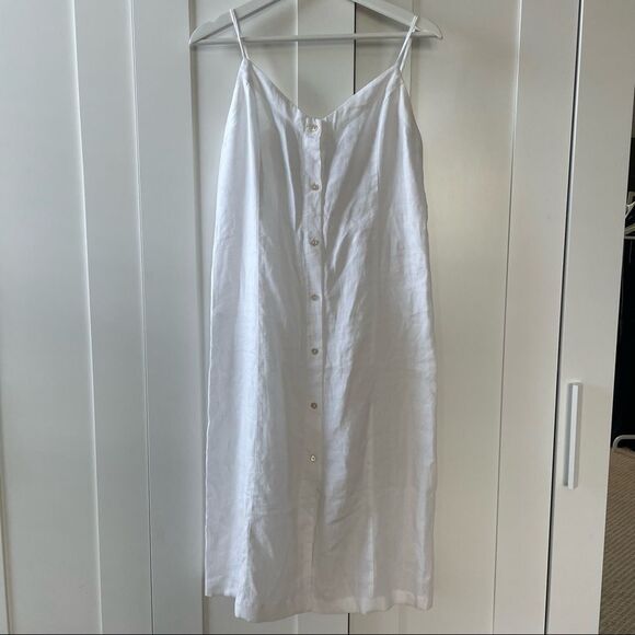 WILFRED Chariot Linen Midi Dress in White Medium - Picture 3 of 9